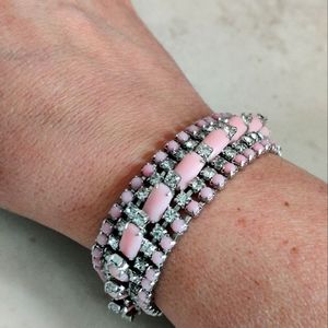 Stunning Pastel Pink Milk Glass Bracelet